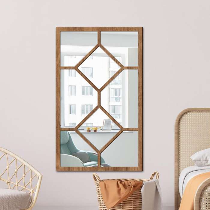 Wood Acrylic Imitation Window Self-adhesive Decorative Mirror, Model:MZ427C-Size L