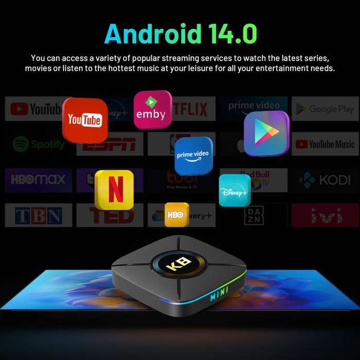 HK1 K8MINI 4K UHD Android 14 Smart TV Box with Remote Control, 2GB+16GB, RK3518 Quad-Core(AU Plug)