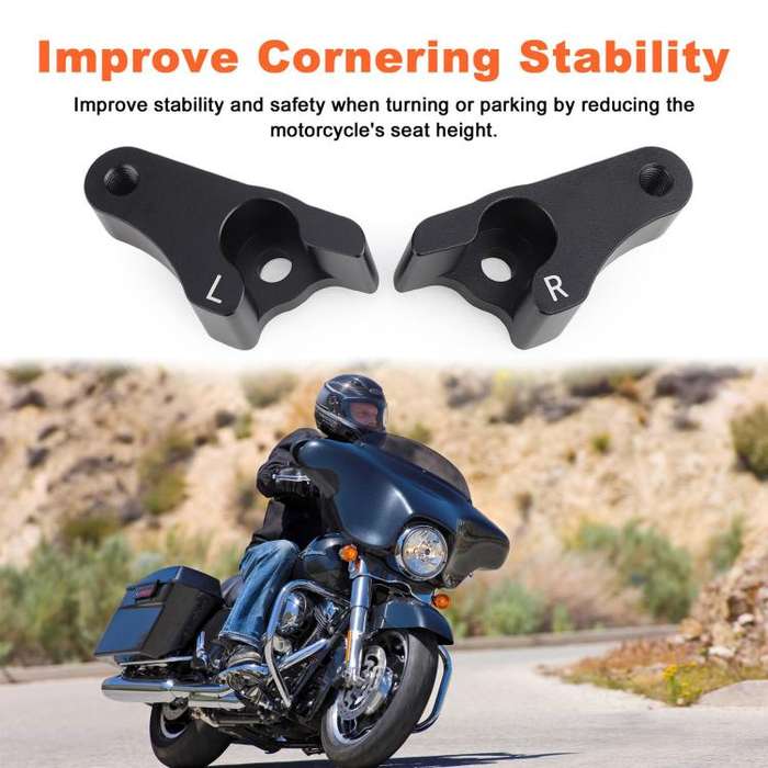 Motorcycle 2 inch Rear Slam Shock Lowering Blocks Kits for Harley 2002-2022(Silver)