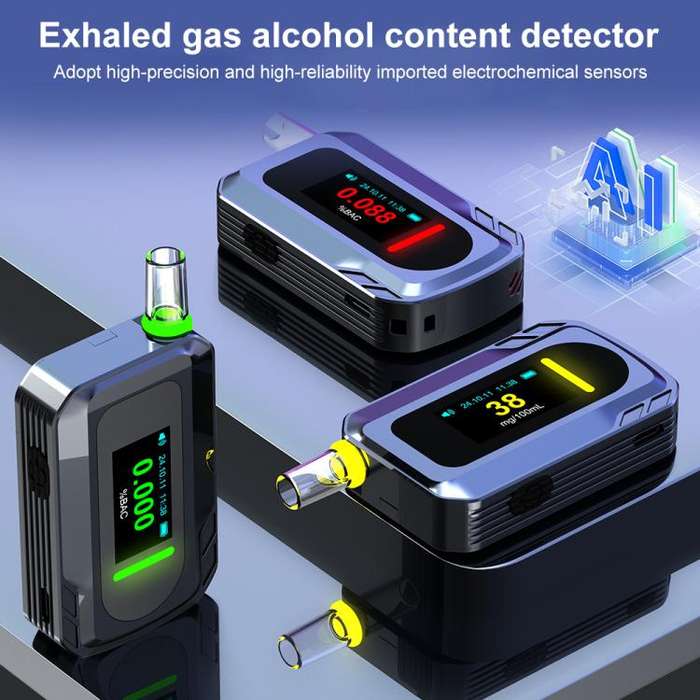 D2000 HD IPS Screen Portable Blow-Type High-Precision Alcohol Content Tester(Black)