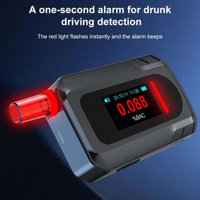 D2000 HD IPS Screen Portable Blow-Type High-Precision Alcohol Content Tester(Black)