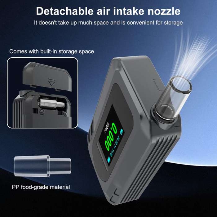 D2000 HD IPS Screen Portable Blow-Type High-Precision Alcohol Content Tester(Black)
