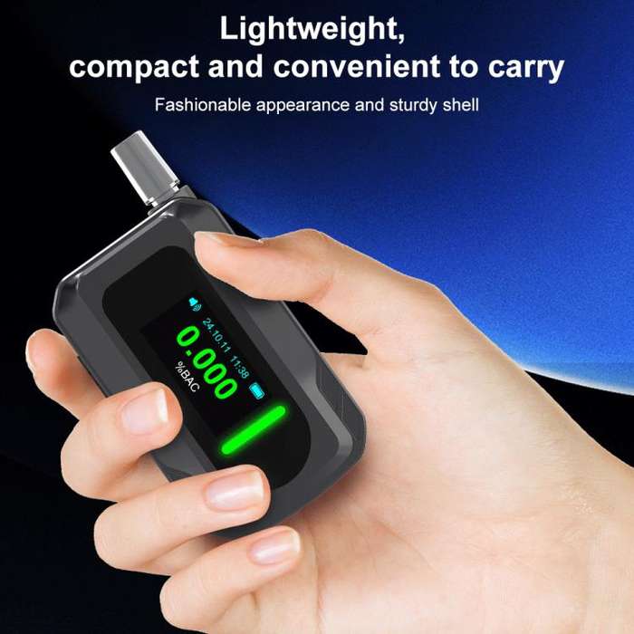 D2000 HD IPS Screen Portable Blow-Type High-Precision Alcohol Content Tester(Black)