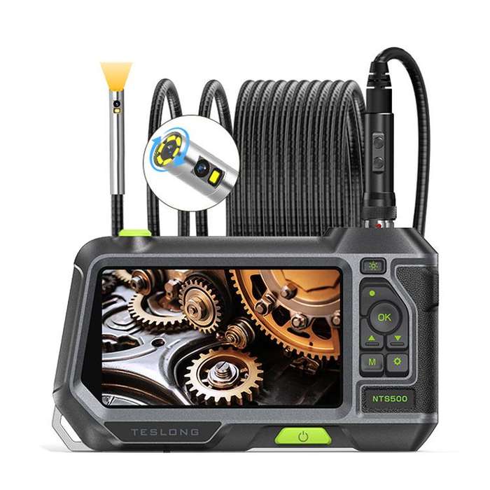 TESLONG NTS500 Industrial Pipeline Endoscope with 5 inch HD Screen, Model:Rotating 8.5mm Dual Len...