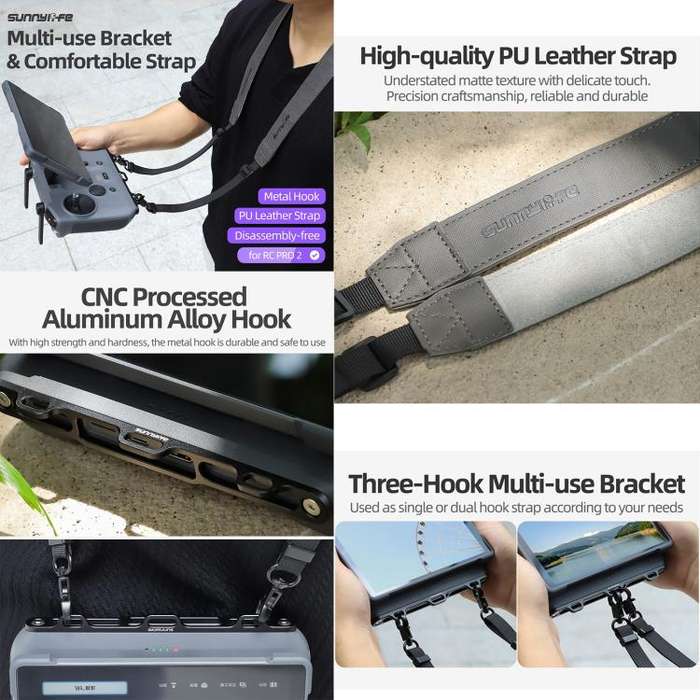 For DJI RC Pro 2 Sunnylife GS013 Multi-Purpose Lanyard with CNC Aluminum Buckle(Grey)