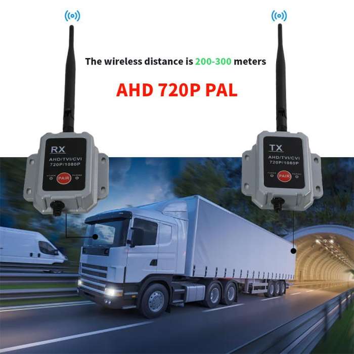 2.4G Wireless Transmitter Receiver Camera Transmitter Wireless Device for Truck and Bus(Black)
