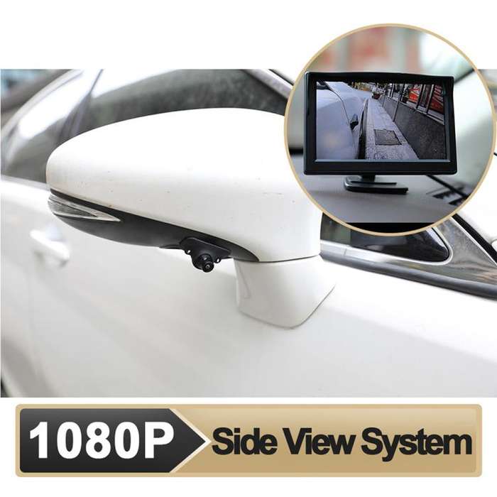 1080P 5 inch HD Display Screen Side Front Blind Spot Camera Image Assistance System Kit(Black)