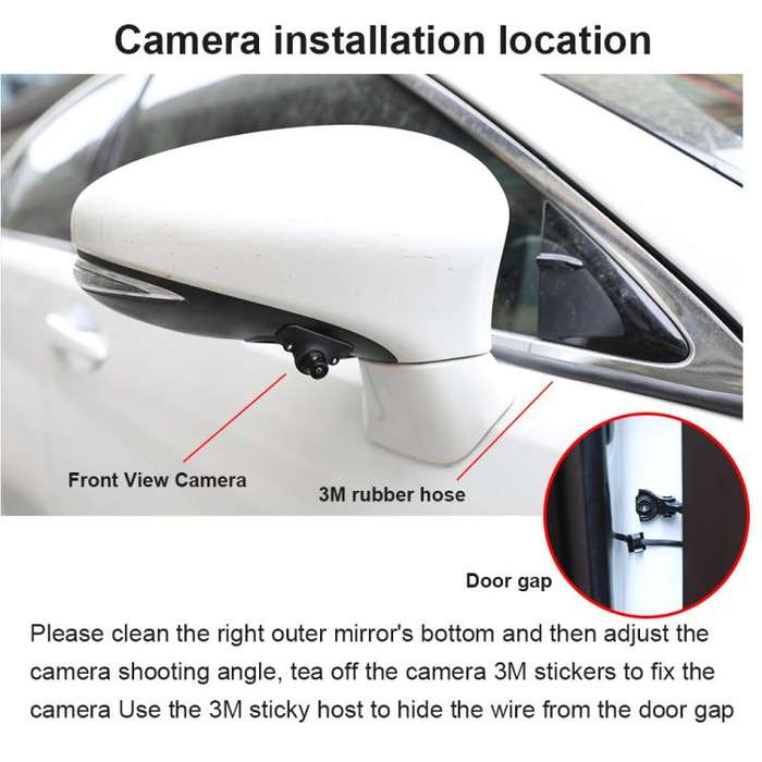 1080P 5 inch HD Display Screen Side Front Blind Spot Camera Image Assistance System Kit(Black)