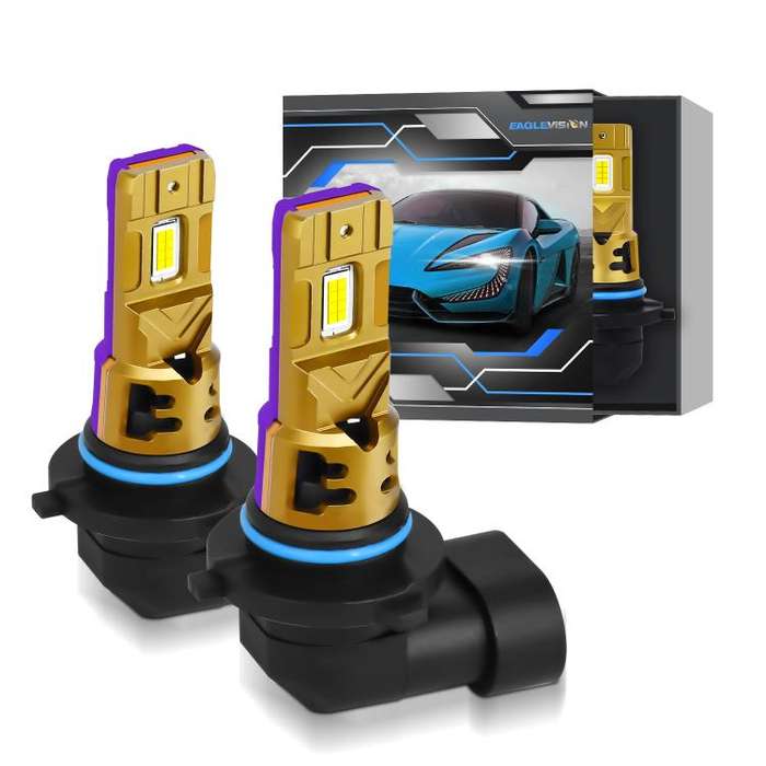 9006 1 Pair 35W 3500LM 6500K Car LED Headlight Bulb(Yellow Purple)