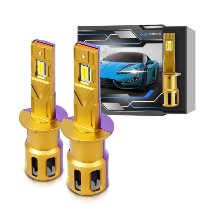 H1 1 Pair 35W 3500LM 6500K Car LED Headlight Bulb(Yellow Purple)