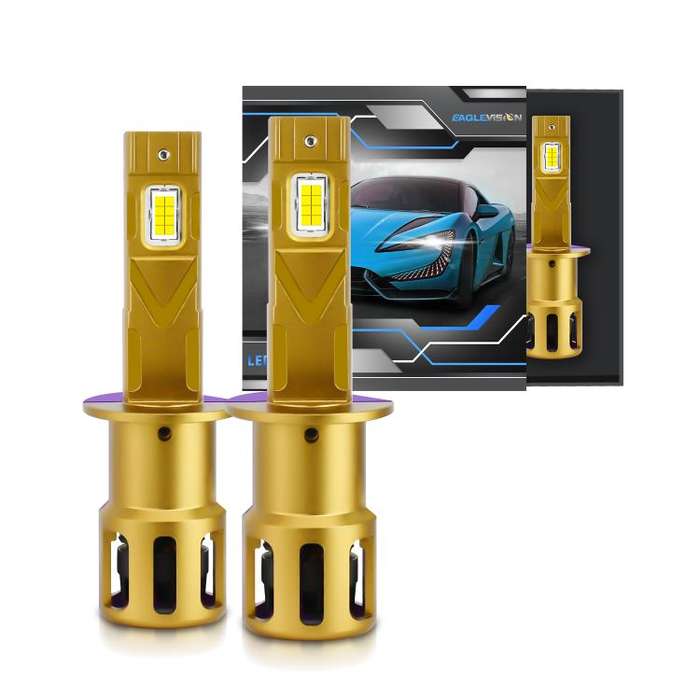 H1 1 Pair 35W 3500LM 6500K Car LED Headlight Bulb(Yellow Purple)