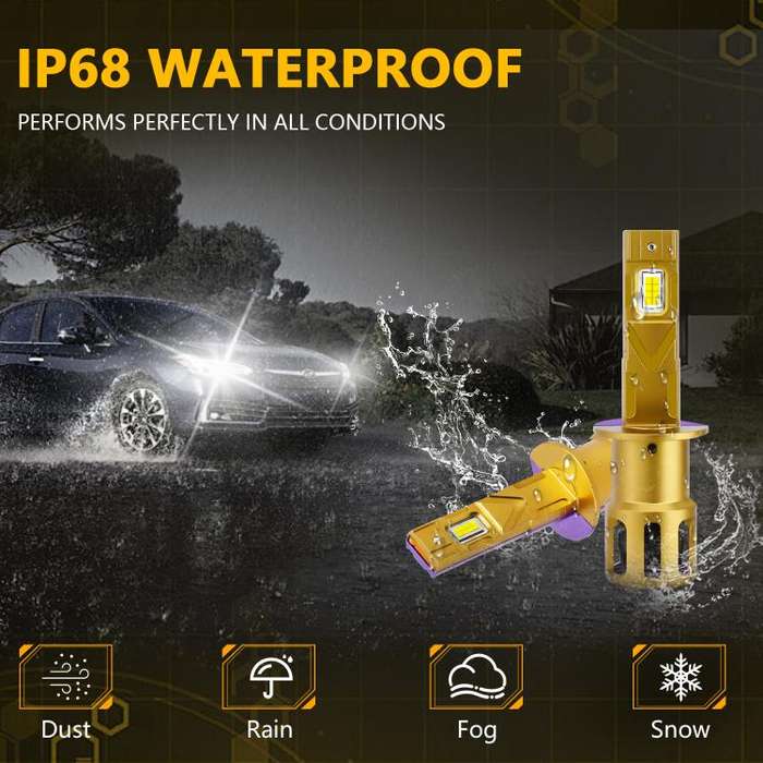 H1 1 Pair 35W 3500LM 6500K Car LED Headlight Bulb(Yellow Purple)