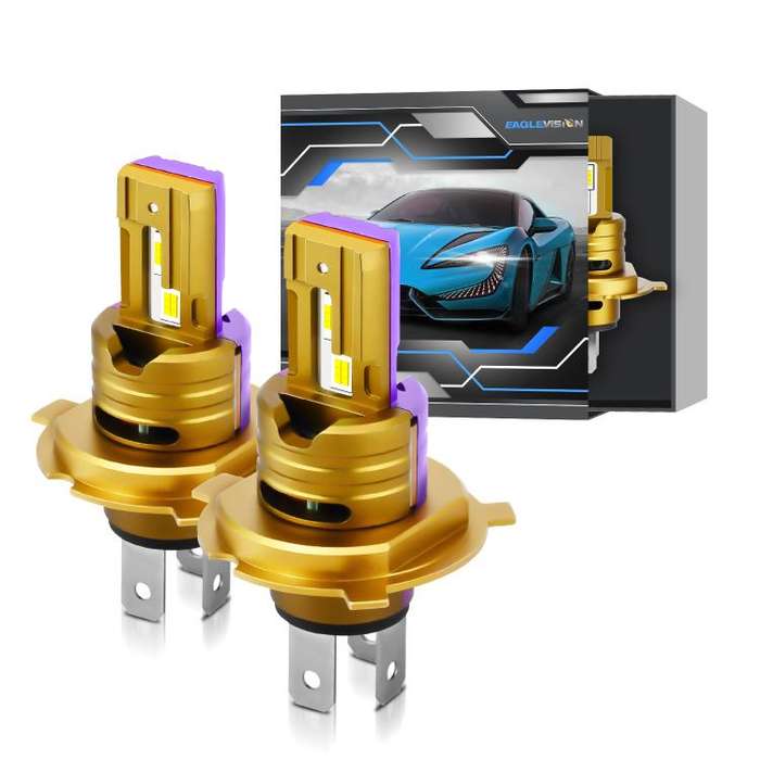 H4 1 Pair 35W 3500LM 6500K Car LED Headlight Bulb(Yellow Purple)