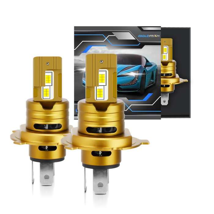 H4 1 Pair 35W 3500LM 6500K Car LED Headlight Bulb(Yellow Purple)