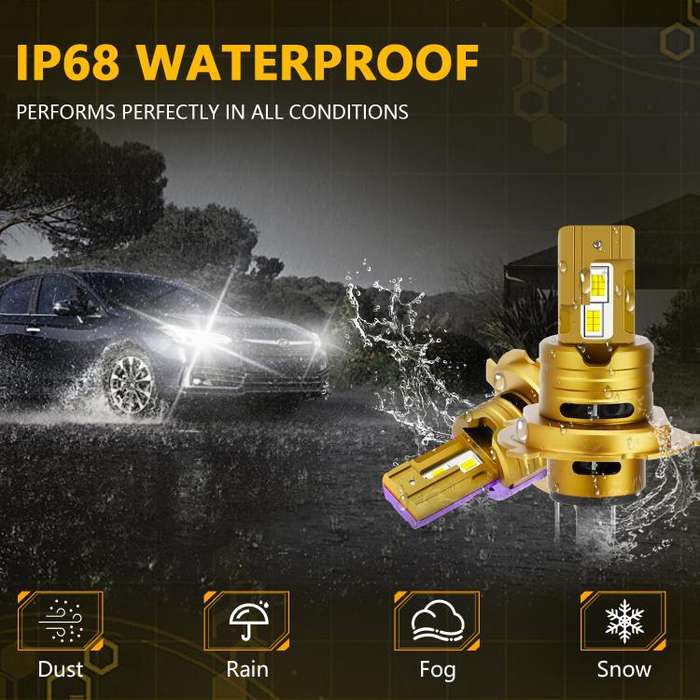 H4 1 Pair 35W 3500LM 6500K Car LED Headlight Bulb(Yellow Purple)