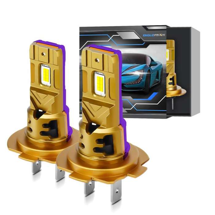 H7 1 Pair 35W 3500LM 6500K Car LED Headlight Bulb(Yellow Purple)