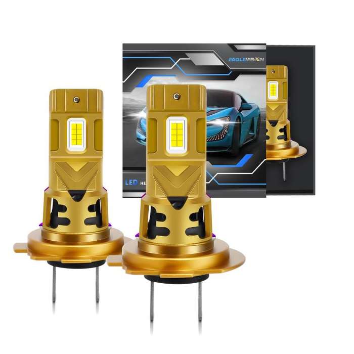 H7 1 Pair 35W 3500LM 6500K Car LED Headlight Bulb(Yellow Purple)