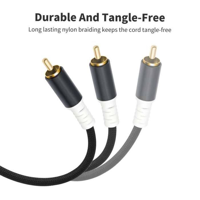 2 RCA Male to 2 RCA Male Audio Cable, Length:3m(Black)