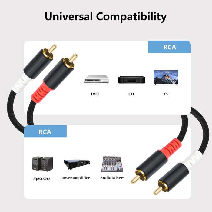 2 RCA Male to 2 RCA Male Audio Cable, Length:3m(Black)