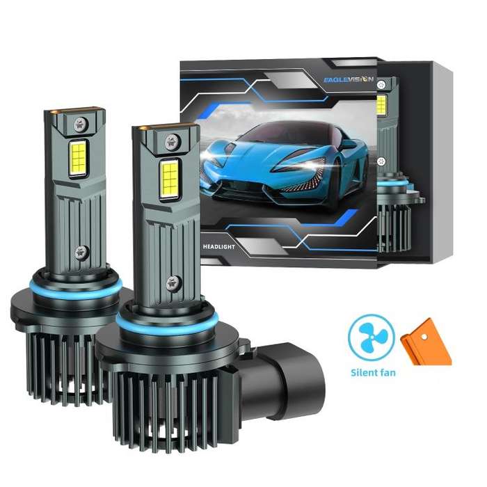 9006 1 Pair 32W 3200LM 6500K Car LED Headlight Bulb with Fan(Gun Metal)