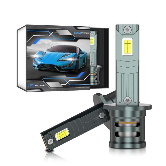 H1 1 Pair 32W 3200LM 6500K Car LED Headlight Bulb with Fan(Gun Metal)
