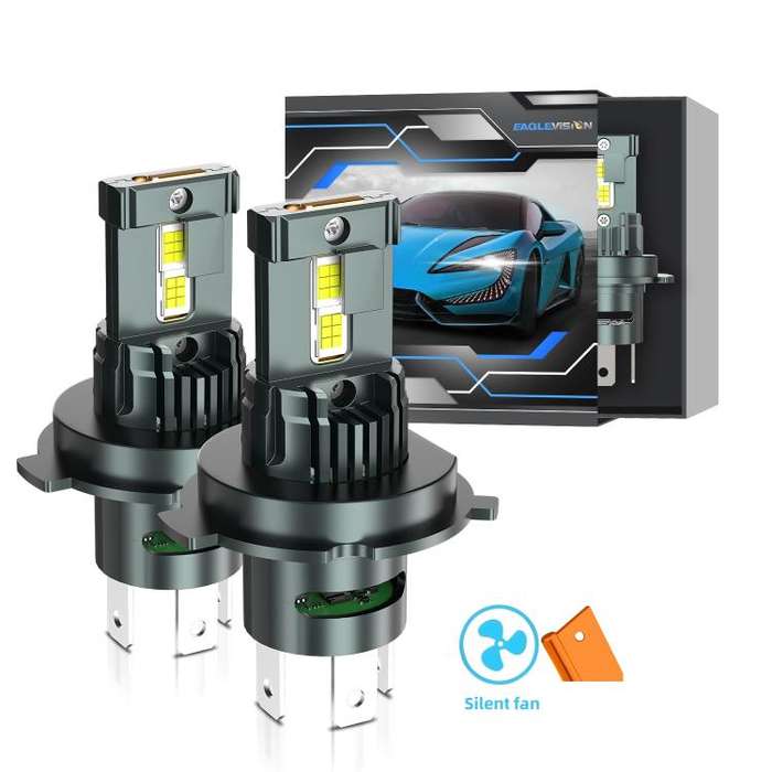 H4 1 Pair 32W 3200LM 6500K Car LED Headlight Bulb with Fan(Gun Metal)