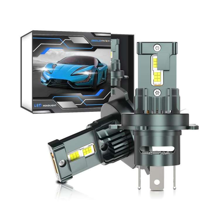 H4 1 Pair 32W 3200LM 6500K Car LED Headlight Bulb with Fan(Gun Metal)