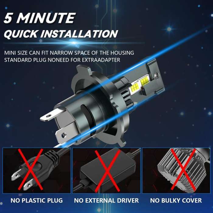 H4 1 Pair 32W 3200LM 6500K Car LED Headlight Bulb with Fan(Gun Metal)