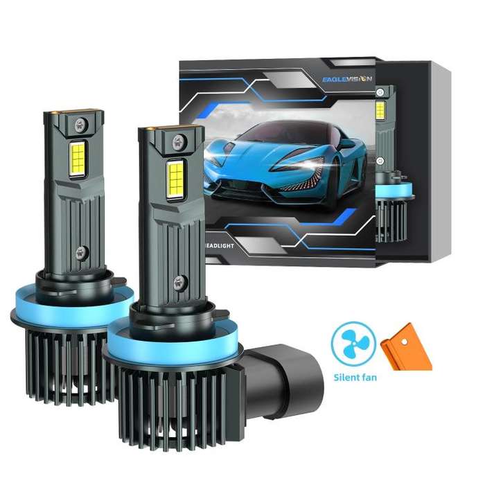 H11 1 Pair 32W 3200LM 6500K Car LED Headlight Bulb with Fan(Gun Metal)