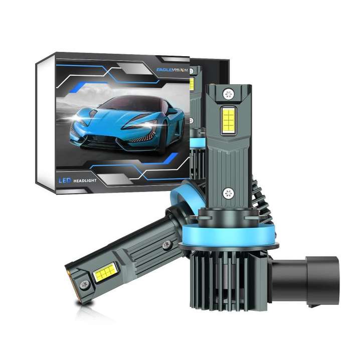 H11 1 Pair 32W 3200LM 6500K Car LED Headlight Bulb with Fan(Gun Metal)