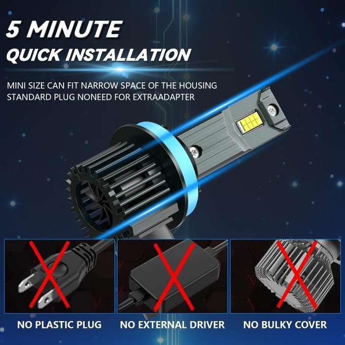 H11 1 Pair 32W 3200LM 6500K Car LED Headlight Bulb with Fan(Gun Metal)