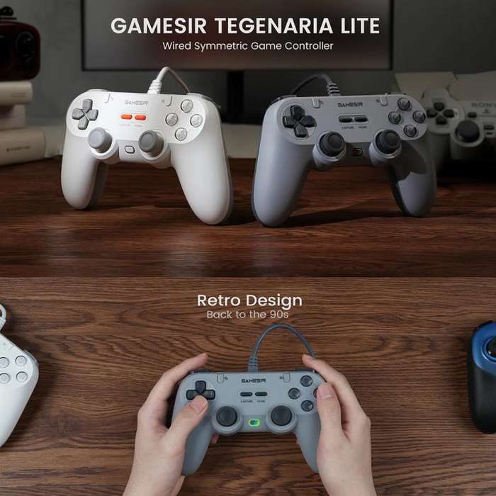 GameSir Tegenaria Lite Wired Symmetric Game Controller for PC / Steam / Switch / iOS / Android(Wh...