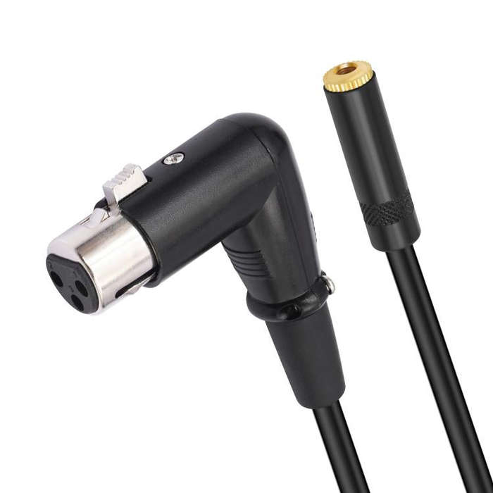 3.5mm Female to XLR Female Elbow Audio Converter Adapter Cable, Length:30cm(Black)