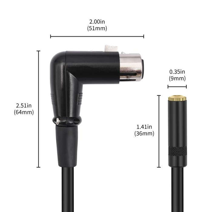 3.5mm Female to XLR Female Elbow Audio Converter Adapter Cable, Length:30cm(Black)
