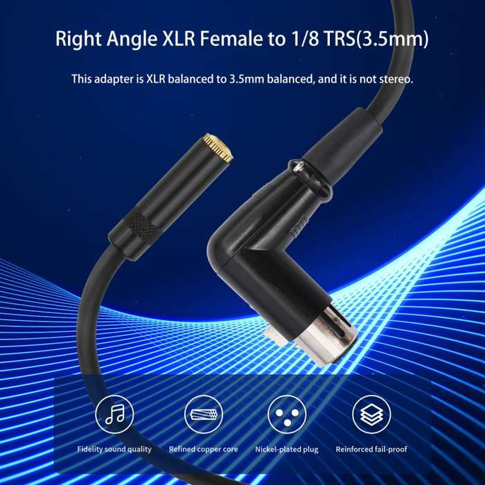 3.5mm Female to XLR Female Elbow Audio Converter Adapter Cable, Length:30cm(Black)