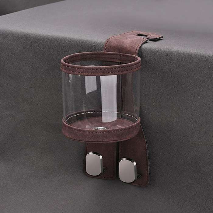 Car Water Cup Holder Seat Back Dual Hanger Hook(Brown)