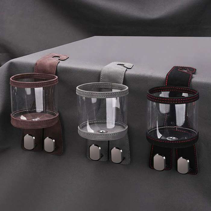 Car Water Cup Holder Seat Back Dual Hanger Hook(Brown)