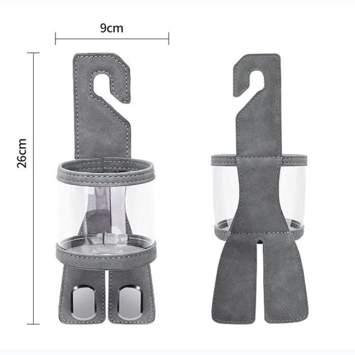 Car Water Cup Holder Seat Back Dual Hanger Hook(Grey)