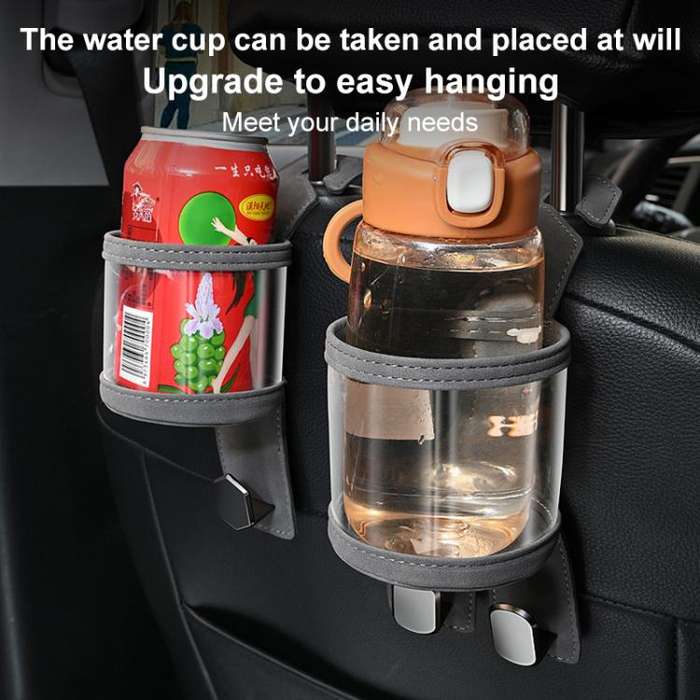 Car Water Cup Holder Seat Back Dual Hanger Hook(Grey)