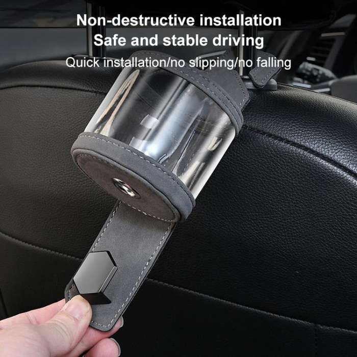 Car Water Cup Holder Seat Back Dual Hanger Hook(Grey)