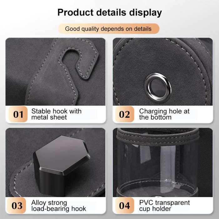 Car Water Cup Holder Seat Back Dual Hanger Hook(Grey)