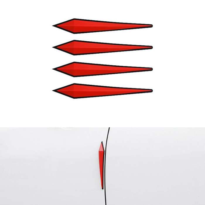 4pcs / Set Car Door Anti-collision PVC Strip, Size: 15x2.5cm(Red)