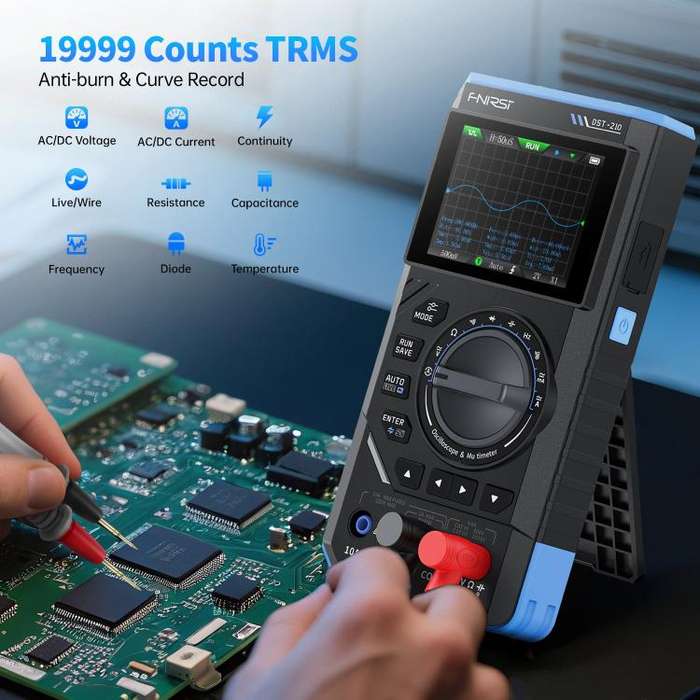 FNIRSI DST210 3 in 1 Digital Multimeter Oscilloscope(Black Blue)