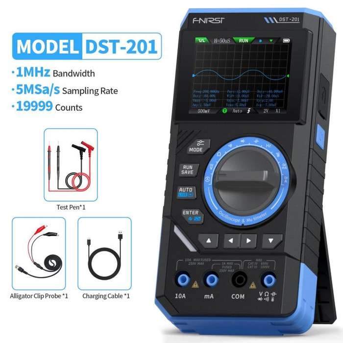 FNIRSI DST201 3 in 1 Digital Multimeter Oscilloscope(Black Blue)