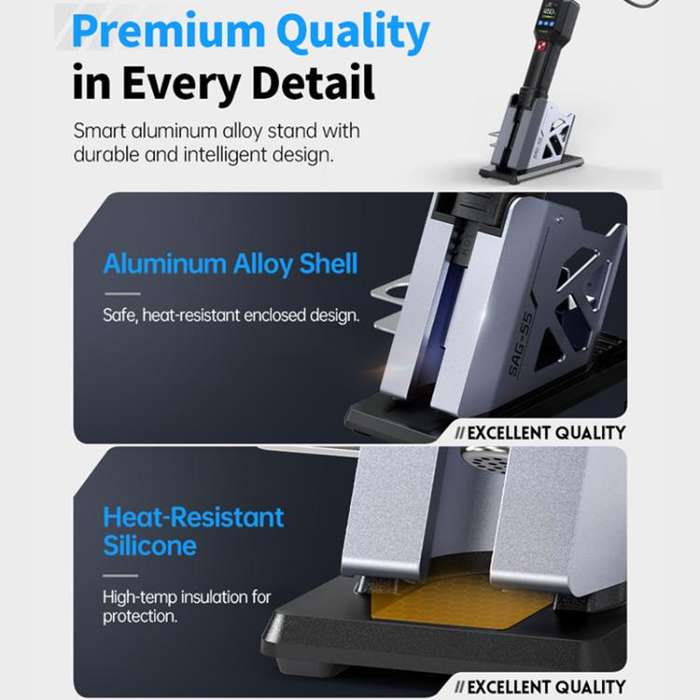 FNIRSI SAG-55 550W High Temperature Portable Micro Hot Air Gun, Type:High-match Metal Base(US Plug)