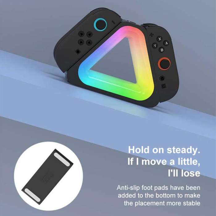 For Nintendo Switch 2 4 in 1 Triangle Handle Charging Base with RGB Light(Black)