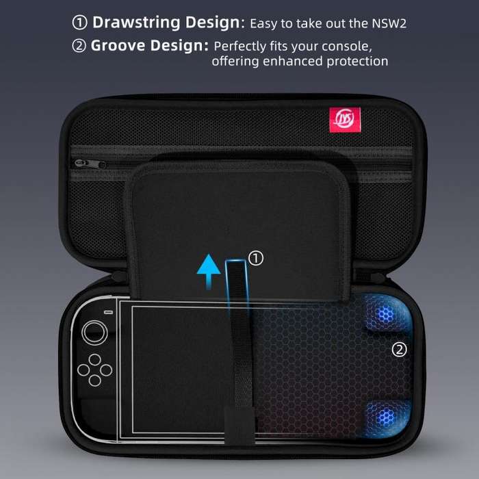 For Nintendo Switch 2 EVA Portable Shockproof Waterproof Portable Game Console Storage Bag(Black ...