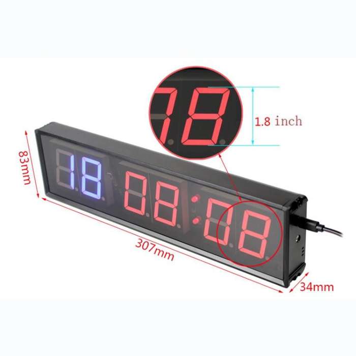 KYX--0018 Aluminum Alloy Shell 1.8 inch 6-digit LED Sports Fitness Multi-function Timer, Plug:US ...
