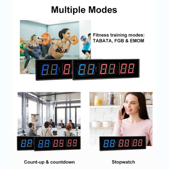 KYX--0023 2.3 inch 6-digit LED Sports Fitness Multi-function Timer, Plug:US Plug(Green White Digits)