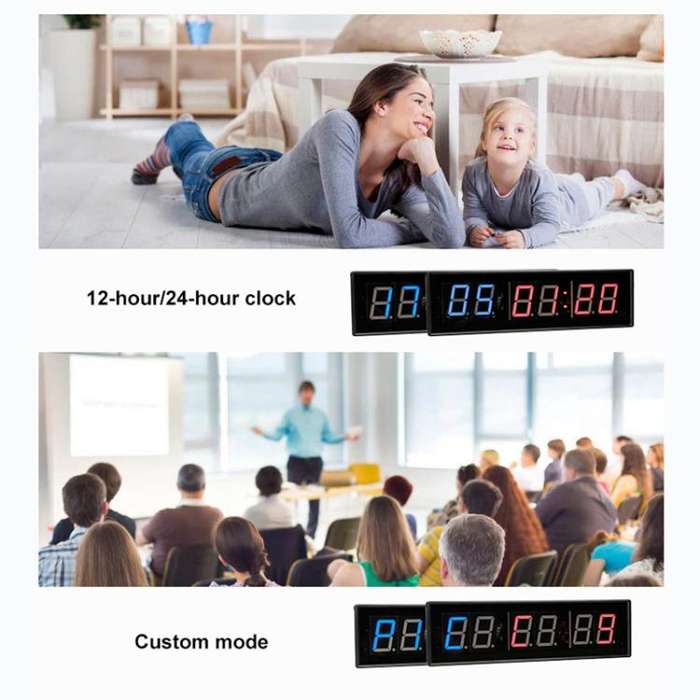 KYX--0023 2.3 inch 6-digit LED Sports Fitness Multi-function Timer, Plug:US Plug(Green White Digits)